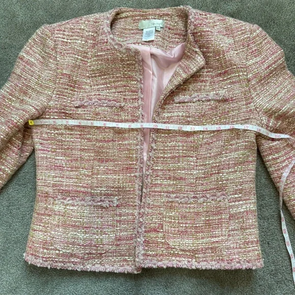 Vintage 60s Spiegel Pink Bouclé Tweed Collarless Blazer - Picture 8 of 10